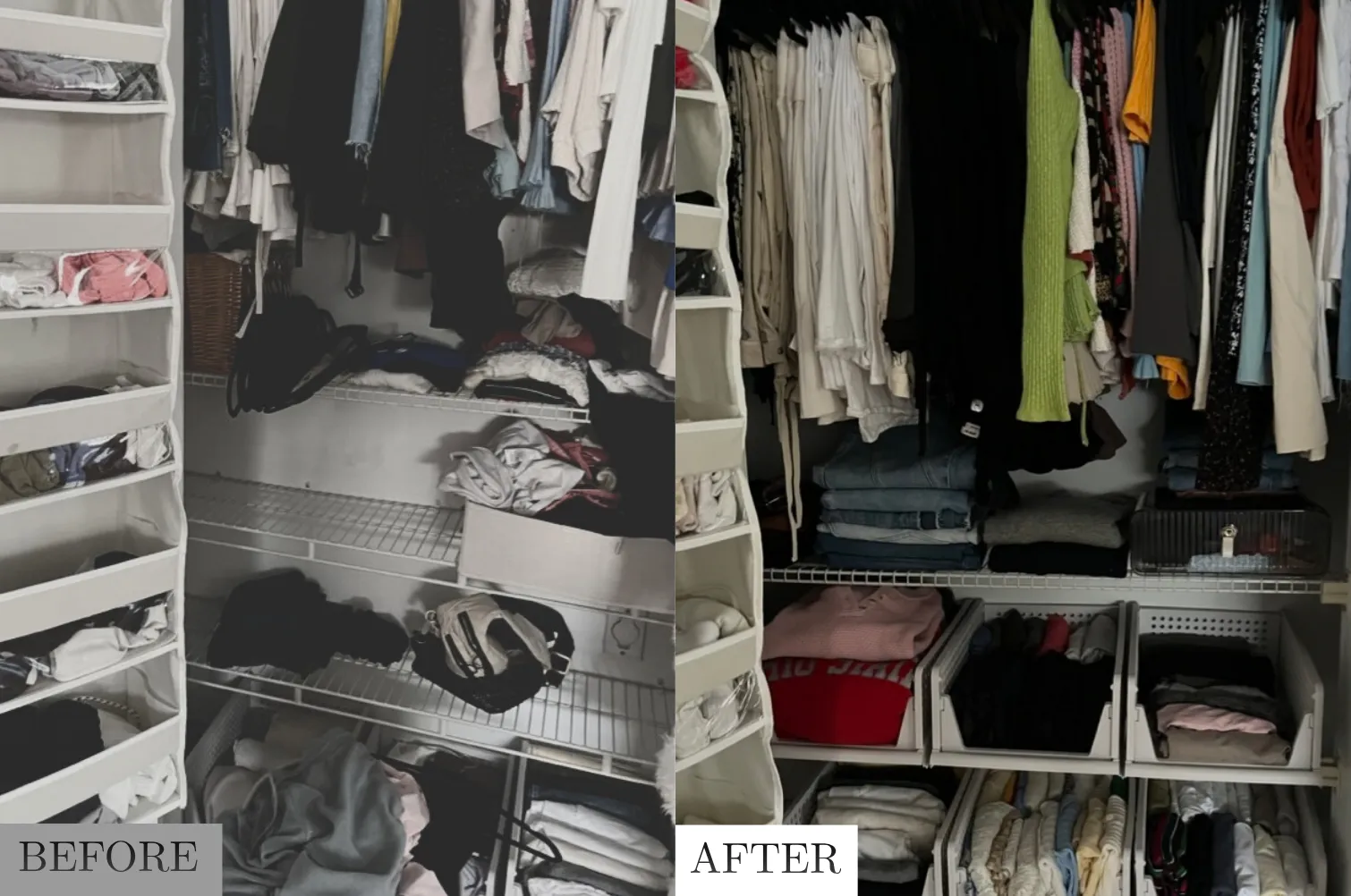 Closet organization before and after